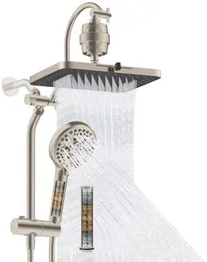 Hibbent 5-spray Filtered Rainfall Shower Head Combo, High Pressure 13'' Showerhead with 10 Spray Mod Hibbent 5-spray Filtered Rainfall Shower Head Combo, High Pressure 13'' Showerhead with 10 Spray Mod