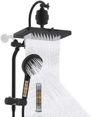 Hibbent 5-spray Filtered Rainfall Shower Head Combo, High Pressure 13'' Showerhead with 10 Spray Mod Hibbent 5-spray Filtered Rainfall Shower Head Combo, High Pressure 13'' Showerhead with 10 Spray Mod
