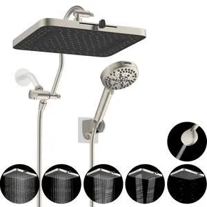Hibbent cUPC Certified High Pressure 13'' Dual Shower Head Combo with 10-mode Handheld Spray, Rainfa Hibbent cUPC Certified High Pressure 13'' Dual Shower Head Combo with 10-mode Handheld Spray, Rainfa