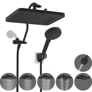 Hibbent cUPC Certified High Pressure 13'' Dual Shower Head Combo with 10-mode Handheld Spray, Rainfa Hibbent cUPC Certified High Pressure 13'' Dual Shower Head Combo with 10-mode Handheld Spray, Rainfa