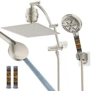 Hibbent All Metal 12'' Filtered Rainfall Shower Head Combo, High Pressure Handheld Shower Head with Hibbent All Metal 12'' Filtered Rainfall Shower Head Combo, High Pressure Handheld Shower Head with