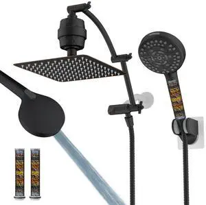 Hibbent All Metal 10'' Dual Filtered Rainfall Shower Head Combo, High Pressure Handheld Shower Head, Hibbent All Metal 10'' Dual Filtered Rainfall Shower Head Combo, High Pressure Handheld Shower Head,