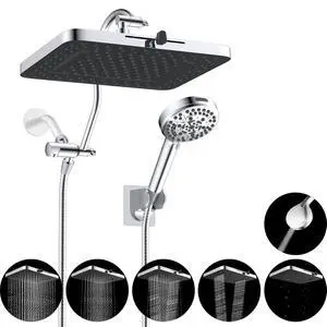 Hibbent cUPC Certified High Pressure 13'' Dual Shower Head Combo with 10-mode Handheld Spray, Upgrad Hibbent cUPC Certified High Pressure 13'' Dual Shower Head Combo with 10-mode Handheld Spray, Upgrad