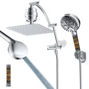 Hibbent All Metal 10'' Dual Filtered Rainfall Shower Head Combo, High Pressure Handheld Shower Head Hibbent All Metal 10'' Dual Filtered Rainfall Shower Head Combo, High Pressure Handheld Shower Head