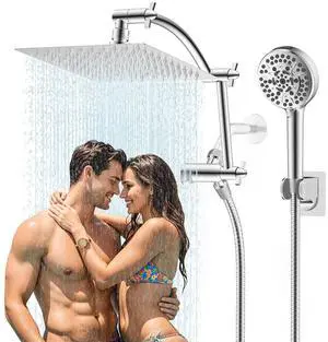 Hibbent All Metal cUPC Certified Shower Head, 8'' High Pressure Rainfall Shower Head, Handheld Showe Hibbent All Metal cUPC Certified Shower Head, 8'' High Pressure Rainfall Shower Head, Handheld Showe