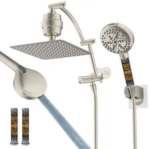 Hibbent All Metal 10'' Dual Filtered Rainfall Shower Head Combo, High Pressure Handheld Shower Head Hibbent All Metal 10'' Dual Filtered Rainfall Shower Head Combo, High Pressure Handheld Shower Head