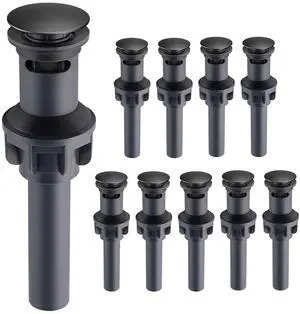 Hibbent 10 Pack Universal Bathroom Sink Drain Stopper, Pop Up Drain Strainer with Overflow, Push and Hibbent 10 Pack Universal Bathroom Sink Drain Stopper, Pop Up Drain Strainer with Overflow, Push and