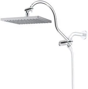 Hibbent Thickness Metal Rain Shower Head, 10 Inch High Pressure Rainfall Shower Head, Square Large B Hibbent Thickness Metal Rain Shower Head, 10 Inch High Pressure Rainfall Shower Head, Square Large B