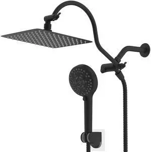 Hibbent 6 Inch Shower Arm with Flange, All Metal High Pressure Rainfall 10 Inch Shower Head/Handheld Hibbent 6 Inch Shower Arm with Flange, All Metal High Pressure Rainfall 10 Inch Shower Head/Handheld
