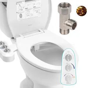 Hibbent Toilet Seat Bidet with Self Cleaning Dual Nozzle, Hot and Cold Water Spray Non-Electric Mech Hibbent Toilet Seat Bidet with Self Cleaning Dual Nozzle, Hot and Cold Water Spray Non-Electric Mech