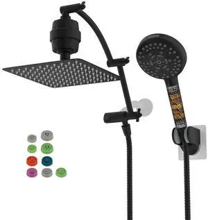 Hibbent All Metal 10'' Dual Filtered Rainfall Shower Head Combo with 9 PCS Water Flow Restrictor Hibbent All Metal 10'' Dual Filtered Rainfall Shower Head Combo with 9 PCS Water Flow Restrictor