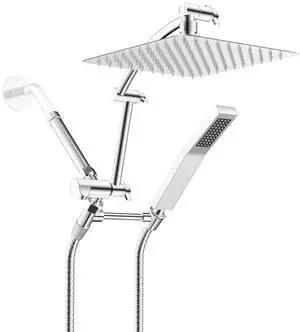 Hibbent All Metal 10'' Rainfall Shower Head with 6 Inch Shower Head Extension Arm Hibbent All Metal 10'' Rainfall Shower Head with 6 Inch Shower Head Extension Arm