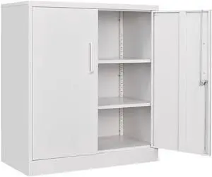 SISESOL White Metal Storage Cabinet with Doors and Shelves,36 inch Small Metal Cabinet with Lock,Sho SISESOL White Metal Storage Cabinet with Doors and Shelves,36 inch Small Metal Cabinet with Lock,Sho