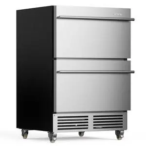 Upstreman 24 Inch Under Counter Double Drawer Refrigerator, Waterproof Stainless Steel Outdoor Refri Upstreman 24 Inch Under Counter Double Drawer Refrigerator, Waterproof Stainless Steel Outdoor Refri