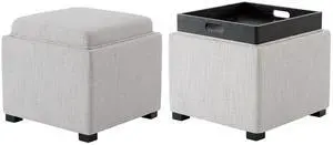 CHITA Storage Ottoman Cube with Tray Lid, Set of 2, Small Footstool with Storage, Square End Table f CHITA Storage Ottoman Cube with Tray Lid, Set of 2, Small Footstool with Storage, Square End Table f