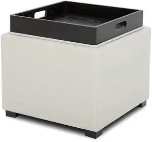 CHITA Storage Ottoman Cube with Tray Lid, Small Footstool with Storage, Square End Table for Living CHITA Storage Ottoman Cube with Tray Lid, Small Footstool with Storage, Square End Table for Living