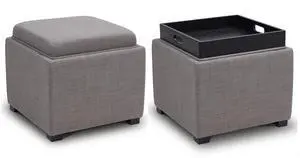 CHITA Storage Ottoman Cube with Tray Lid, Set of 2, Small Footstool with Storage, Square End Table f CHITA Storage Ottoman Cube with Tray Lid, Set of 2, Small Footstool with Storage, Square End Table f