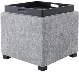 CHITA Storage Ottoman Cube with Tray Lid, Small Footstool with Storage, Square End Table for Living CHITA Storage Ottoman Cube with Tray Lid, Small Footstool with Storage, Square End Table for Living