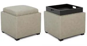 CHITA Storage Ottoman Cube with Tray Lid, Set of 2, Small Footstool with Storage, Square End Table f CHITA Storage Ottoman Cube with Tray Lid, Set of 2, Small Footstool with Storage, Square End Table f