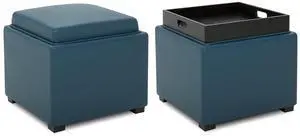 CHITA Storage Ottoman Cube with Tray Lid, Set of 2, Small Footstool with Storage, Square End Table f CHITA Storage Ottoman Cube with Tray Lid, Set of 2, Small Footstool with Storage, Square End Table f