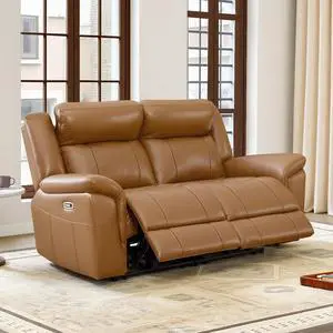 CHITA Genuine Leather Power Recliner Sofa, Wall Hugger Reclining Loveseat with Power Headrest, Charg CHITA Genuine Leather Power Recliner Sofa, Wall Hugger Reclining Loveseat with Power Headrest, Charg