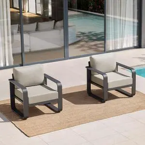 CHITA Outdoor Chairs Set of 2, Outdoor Furniture Set with 6.3in Thick High-Resilient Cushions & 100% CHITA Outdoor Chairs Set of 2, Outdoor Furniture Set with 6.3in Thick High-Resilient Cushions & 100%