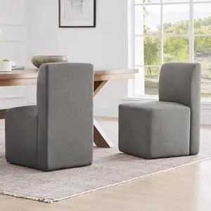 CHITA Dining Chairs with Casters Set of 2, FSC Certified Upholstered Armless Modern Rolling Dining C CHITA Dining Chairs with Casters Set of 2, FSC Certified Upholstered Armless Modern Rolling Dining C