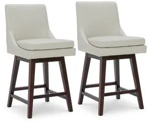 CHITA Counter Height Swivel Bar Stools with Back Set of 2, FSC Certified Upholstered Faux Leather Sw CHITA Counter Height Swivel Bar Stools with Back Set of 2, FSC Certified Upholstered Faux Leather Sw