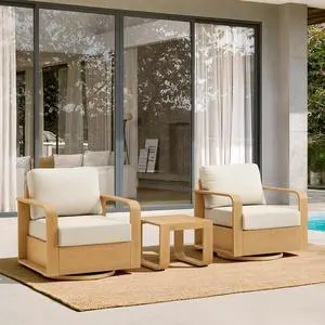 CHITA 3 Pieces Patio Furniture Set, Outdoor Aluminum Bistro Set with Swivel Chairs & 6.3in Thick Cus CHITA 3 Pieces Patio Furniture Set, Outdoor Aluminum Bistro Set with Swivel Chairs & 6.3in Thick Cus