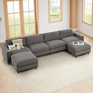 CHITA Super Large Luxury U Shape Convertible Sectional Modular Sofa, Down Filled Modern Sofa, Deep S CHITA Super Large Luxury U Shape Convertible Sectional Modular Sofa, Down Filled Modern Sofa, Deep S