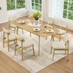 CHITA 59-75" Extendable Dining Table Set for 6 with Chairs, 7-Piece Small Modern Dining Room Table S CHITA 59-75" Extendable Dining Table Set for 6 with Chairs, 7-Piece Small Modern Dining Room Table S
