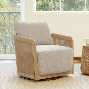 CHITA Braid Swivel Accent Chairs, Modern Comfy Armchair with Transfer-Printed Wood-Like Finish Metal CHITA Braid Swivel Accent Chairs, Modern Comfy Armchair with Transfer-Printed Wood-Like Finish Metal