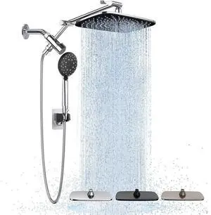 Wide High Pressure Rain Shower Head with Handheld, Handheld Shower Heads with Multi Spray Modes, Rainfall Combo with 15" Metal Extension Arm,Detachable Dual Shower, Bathroom Decor,Chrome Silver Wide High Pressure Rain Shower Head with Handheld, Handheld Shower Heads with Multi Spray Modes, Rainfall Combo with 15" Metal Extension Arm,Detachable Dual Shower, Bathroom Decor,Chrome Silver