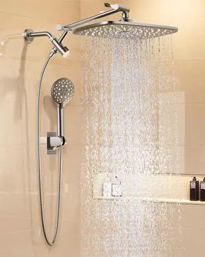 11.8" Brushed Nickel Rain Shower Head with Handheld, High Pressure Handheld Shower Heads with Multi Spray Modes,Rainfall Combo with 15" Metal Extension Arm,Detachable Dual Shower,Regaderas Para 11.8" Brushed Nickel Rain Shower Head with Handheld, High Pressure Handheld Shower Heads with Multi Spray Modes,Rainfall Combo with 15" Metal Extension Arm,Detachable Dual Shower,Regaderas Para