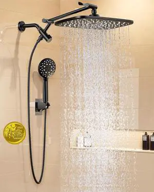 11.8" Rain Shower Head with Handheld, High Pressure Handheld Shower Heads with Multi Spray Modes, Rainfall Combo with 15" Metal Extension Arm,Detachable Dual Shower, Long 6 ft. Hose,Matte Black 11.8" Rain Shower Head with Handheld, High Pressure Handheld Shower Heads with Multi Spray Modes, Rainfall Combo with 15" Metal Extension Arm,Detachable Dual Shower, Long 6 ft. Hose,Matte Black