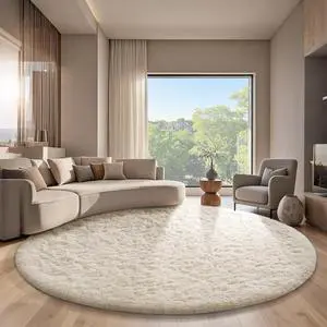 Round Rugs 7Ft Ivory Circle Area Rug, Aesthetic Room Decor, Fluffy Fuzzy Bedroom Carpet, Plush Soft Shaggy Cream Living Room Rugs for Kids Home Decor, Nursery Round Rugs 7Ft Ivory Circle Area Rug, Aesthetic Room Decor, Fluffy Fuzzy Bedroom Carpet, Plush Soft Shaggy Cream Living Room Rugs for Kids Home Decor, Nursery
