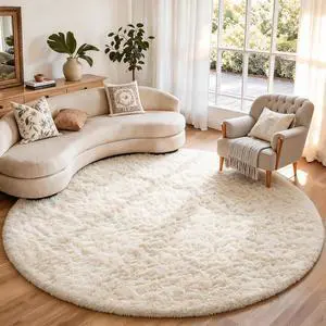 Round Rugs 8Ft Ivory Circle Area Rug, Aesthetic Room Decor, Fluffy Fuzzy Bedroom Carpet, Plush Soft Shaggy Cream Living Room Rugs for Kids Home Decor, Nursery Round Rugs 8Ft Ivory Circle Area Rug, Aesthetic Room Decor, Fluffy Fuzzy Bedroom Carpet, Plush Soft Shaggy Cream Living Room Rugs for Kids Home Decor, Nursery