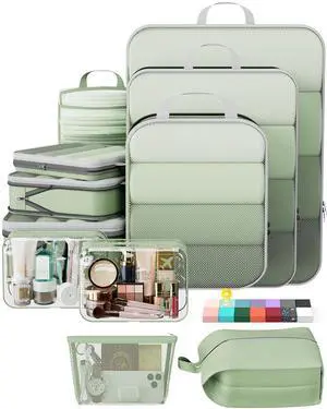 11 Set Compression Packing Cubes for Travel Essentials,Compressible Expandable Large Luggage Suitcase Organizer Bags for Clothing,Durable Space Saver Storage Bags(Matcha Green) 11 Set Compression Packing Cubes for Travel Essentials,Compressible Expandable Large Luggage Suitcase Organizer Bags for Clothing,Durable Space Saver Storage Bags(Matcha Green)