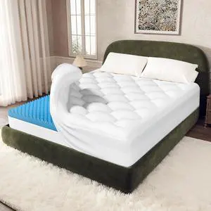Cooling 5 lnch Queen Size Dual Layer Mattress Topper, 3 Inch Egg Crate Gel Memory Foam, 2 Inch Pillow Top Pad, Bedroom Essentials Mattresses Cover, Extra Comfortable Sleep and Back Pain Relief Cooling 5 lnch Queen Size Dual Layer Mattress Topper, 3 Inch Egg Crate Gel Memory Foam, 2 Inch Pillow Top Pad, Bedroom Essentials Mattresses Cover, Extra Comfortable Sleep and Back Pain Relief