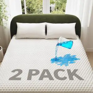100% Waterproof 2 Pack King Size Mattress Protector, Soft Mattress Pad, Fits 6"-20" Mattresses with Deep Pocket, Cooling, Breathable Fitted Sheets, Soft Bed Cover, Noiseless, Machine Washable 100% Waterproof 2 Pack King Size Mattress Protector, Soft Mattress Pad, Fits 6"-20" Mattresses with Deep Pocket, Cooling, Breathable Fitted Sheets, Soft Bed Cover, Noiseless, Machine Washable