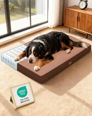 Orthopedic Waterproof Dog Bed for Extra Large Dogs, Machine-Washable Removable Cover in Easy-Clean Fabric, High Density Foam & Easy-Carry Handle, Suitable for Crate, 47 inch (Brown) Orthopedic Waterproof Dog Bed for Extra Large Dogs, Machine-Washable Removable Cover in Easy-Clean Fabric, High Density Foam & Easy-Carry Handle, Suitable for Crate, 47 inch (Brown)
