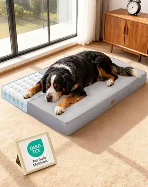 Orthopedic Waterproof Dog Bed for Extra Large Dogs, Machine-Washable Removable Cover in Easy-Clean Fabric, High Density Foam & Easy-Carry Handle, Suitable for Crate, 47 inch (Gray) Orthopedic Waterproof Dog Bed for Extra Large Dogs, Machine-Washable Removable Cover in Easy-Clean Fabric, High Density Foam & Easy-Carry Handle, Suitable for Crate, 47 inch (Gray)