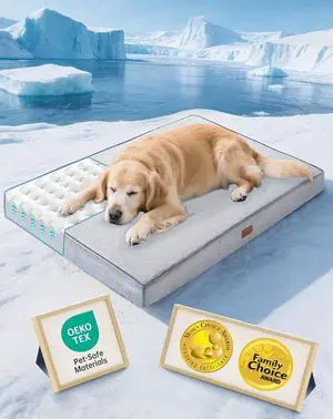 Orthopedic Cooling Dog Bed for Large Dogs, Cooling Mat with Machine-Washable Removable Cover in Easy-Clean Fabric, High Density Foam & Easy-Carry Handle, Summer Pad, 44 inch (Gray) Orthopedic Cooling Dog Bed for Large Dogs, Cooling Mat with Machine-Washable Removable Cover in Easy-Clean Fabric, High Density Foam & Easy-Carry Handle, Summer Pad, 44 inch (Gray)