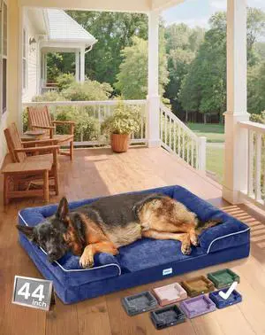 Orthopedic Dog Bed Couch Big Cat Sofa for Extra Large Sized Pets with Memory Foam, Machine-Washable Waterproof Removable Cover, Soft Comfortable Fabric, 44-inch (Blue) Orthopedic Dog Bed Couch Big Cat Sofa for Extra Large Sized Pets with Memory Foam, Machine-Washable Waterproof Removable Cover, Soft Comfortable Fabric, 44-inch (Blue)