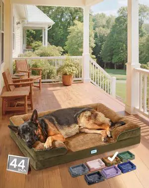 Orthopedic Dog Bed Couch Big Cat Sofa for Extra Large Sized Pets with Memory Foam, Machine-Washable Waterproof Removable Cover, Soft Comfortable Fabric, 44-inch (Brown) Orthopedic Dog Bed Couch Big Cat Sofa for Extra Large Sized Pets with Memory Foam, Machine-Washable Waterproof Removable Cover, Soft Comfortable Fabric, 44-inch (Brown)