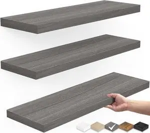 Decorative Shelf D3V2 Floating Shelves MDF 16 inches Set of 3 Grey Decorative Shelf D3V2 Floating Shelves MDF 16 inches Set of 3 Grey
