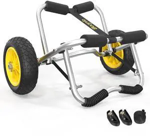 Kayak Cart Canoe Dolly Fishing Kayak Accessories Carrier Foldable Paddle Board Trolley Boat Trailer Transport with NO-Flat Airless Tires Wheels and 2 Ratchet Straps Kayak Cart Canoe Dolly Fishing Kayak Accessories Carrier Foldable Paddle Board Trolley Boat Trailer Transport with NO-Flat Airless Tires Wheels and 2 Ratchet Straps