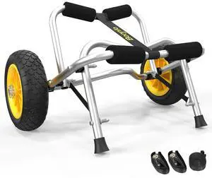 Kayak Cart Canoe Dolly Fishing Kayak Accessories Carrier Foldable Paddle Board Trolley Boat Trailer Transport with NO-Flat Airless Tires Wheels and 2 Ratchet Straps Kayak Cart Canoe Dolly Fishing Kayak Accessories Carrier Foldable Paddle Board Trolley Boat Trailer Transport with NO-Flat Airless Tires Wheels and 2 Ratchet Straps