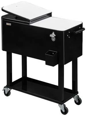 Rolling Ice Chest, Portable Patio Party Bar Drink Cooler Cart, with Shelf, Beverage Pool with Bottle Opener Rolling Ice Chest, Portable Patio Party Bar Drink Cooler Cart, with Shelf, Beverage Pool with Bottle Opener