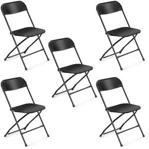 5 Pack Black Plastic Folding Chair, Indoor Outdoor Portable Stackable Commercial Seat with Steel Frame 350lb. Capacity for Events Office Wedding Party Picnic Kitchen Dining 5 Pack Black Plastic Folding Chair, Indoor Outdoor Portable Stackable Commercial Seat with Steel Frame 350lb. Capacity for Events Office Wedding Party Picnic Kitchen Dining